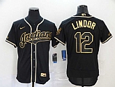 Indians 12 Francisco Lindor Black Gold 2020 Nike Flexbase Jersey,baseball caps,new era cap wholesale,wholesale hats